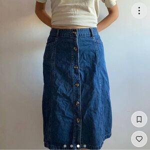 Denim Button-Front Skirt